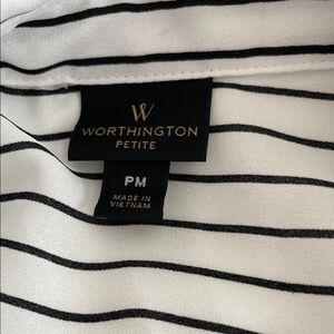 Worthington Petite Black and White Striped Top
